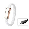3A fast charging USB bracelet cable in white with gold detail and micro USB connector.