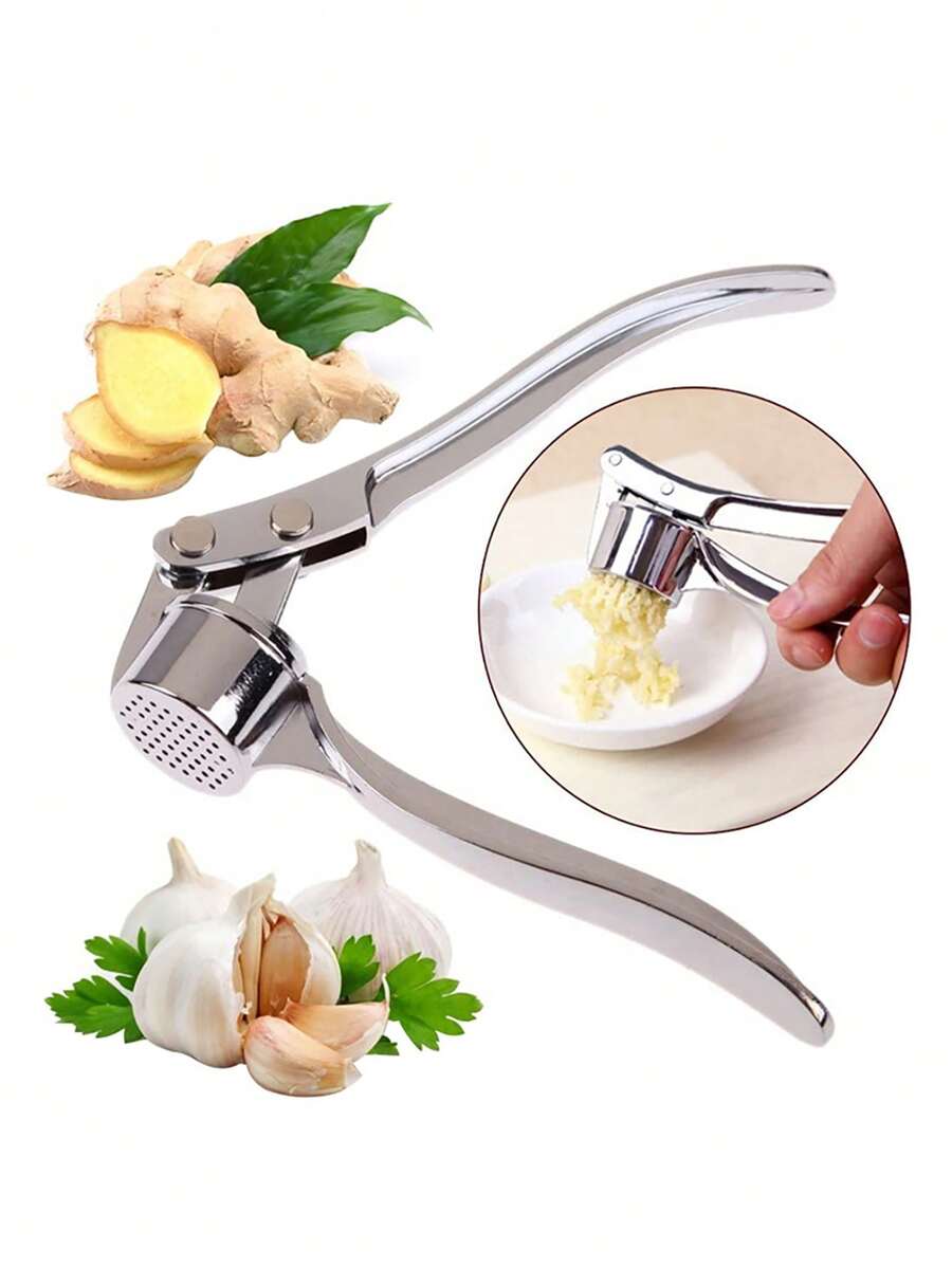 **2pcs Multifunctional Garlic Press & Crusher** – Metal Garlic Chopper for Garlic, Ginger, Onion, Pepper & Salad | Washable Kitchen Tool, Portable for Home & Camping